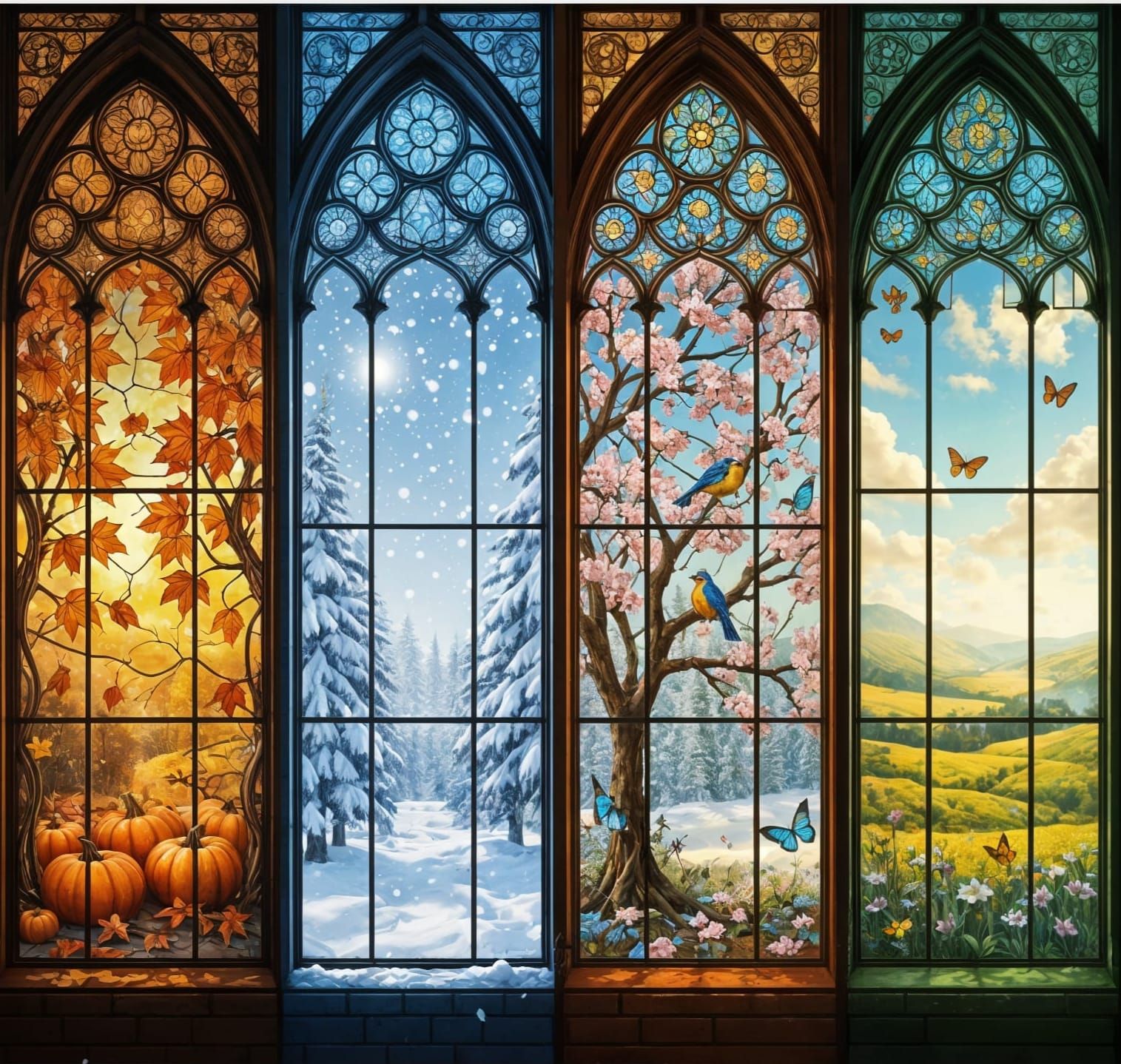 Four Seasons Stained Glass Windows
