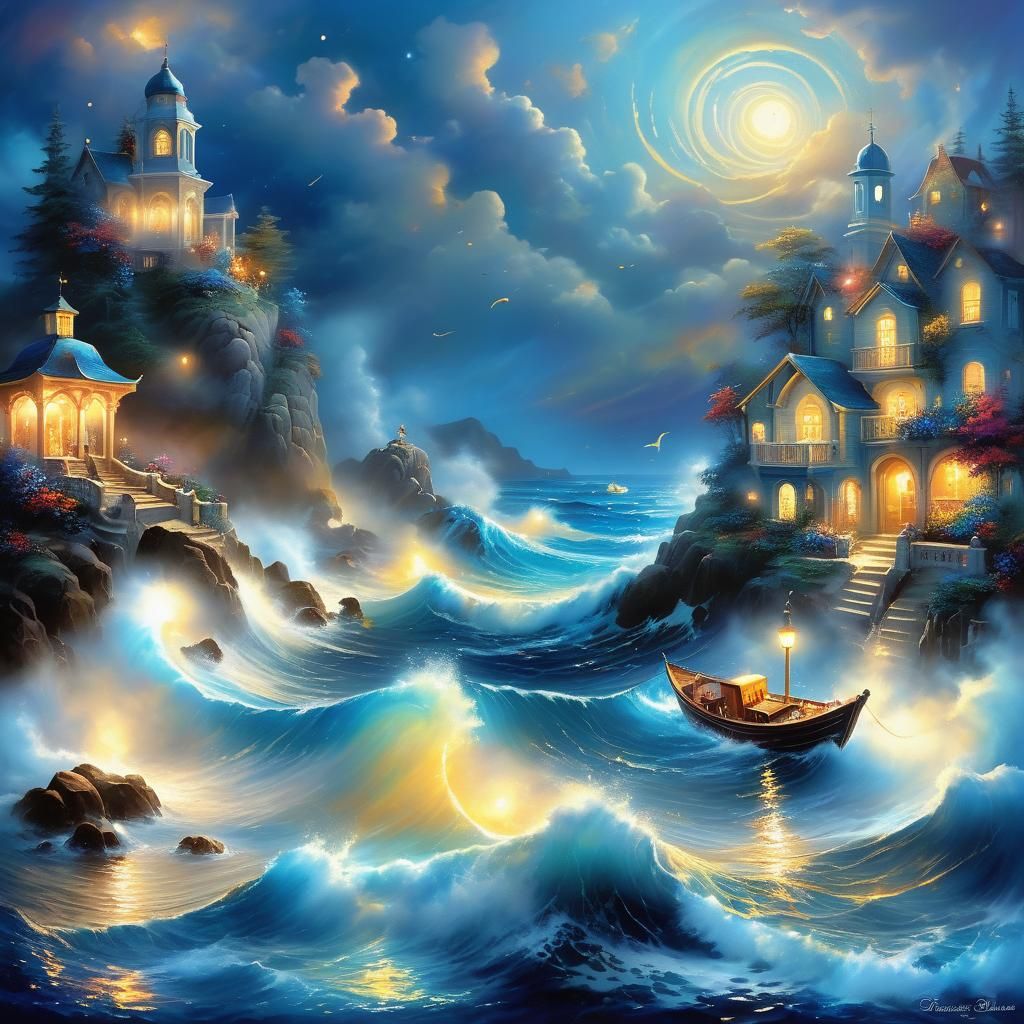 Ethereal Figures in a Vibrant Dark Fantasy Scene