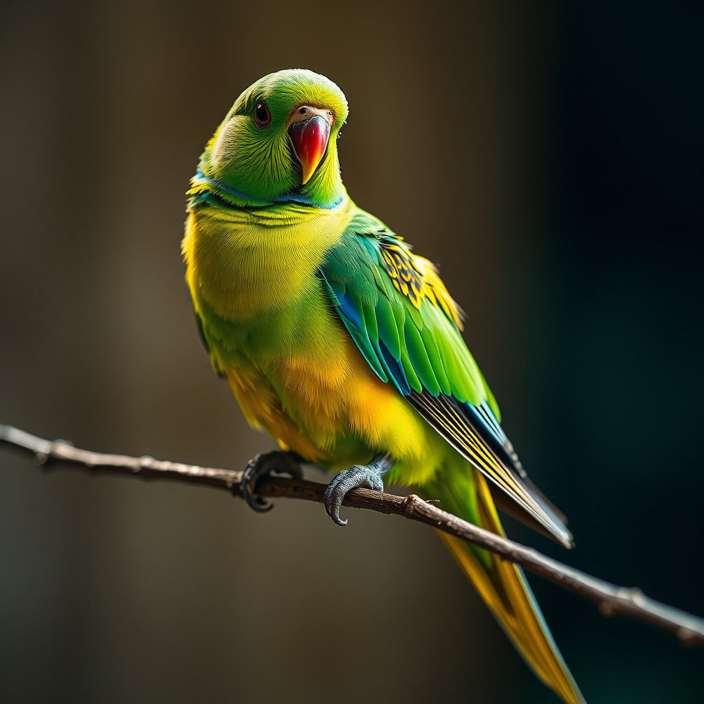 Vibrant Parakeet Portrait in Hyperrealistic Style
