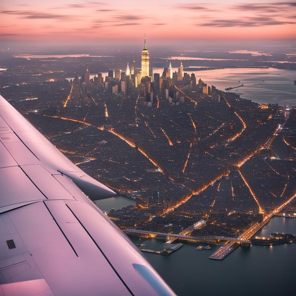 New York City from Airplane Window: Professional Photography