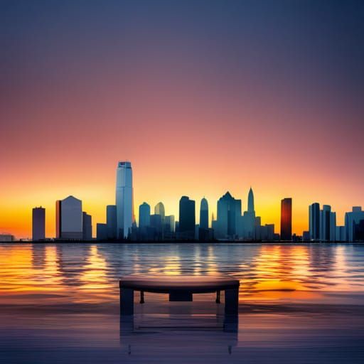 Cityscape Sunset in a Bottle: AI Generated Image