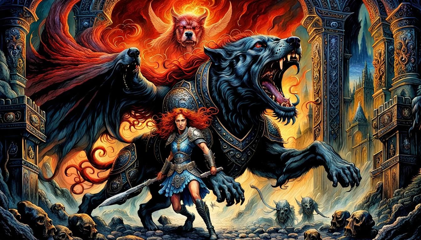 Macabre Valkyrie and Hellhound at Hell's Gate