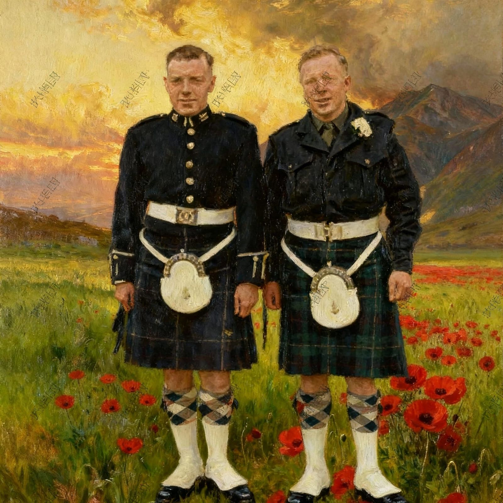 Soldiers and Field Blending Like Water Mark Art