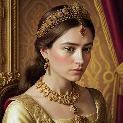 Regal Princess in Lavish Baroque Attire