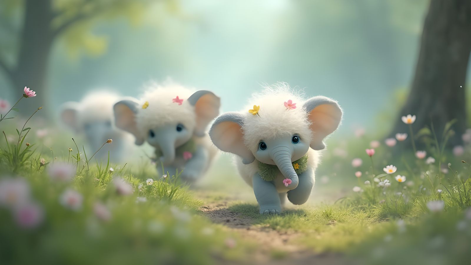 Mini Cloud Elephants in Dreamy Woodland