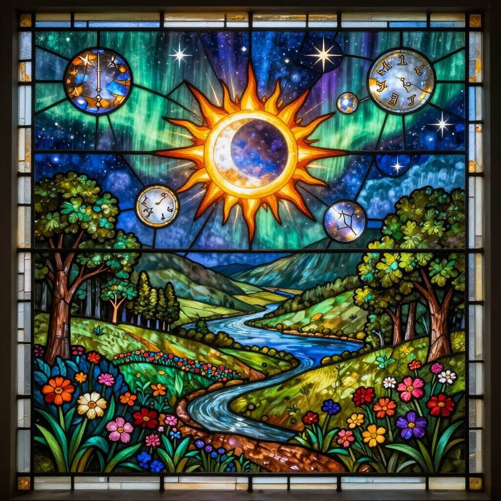Stained Glass Valley Under Solar Eclipse