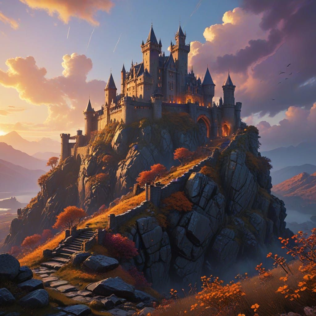 Fantastical Castle in Sunset Glory