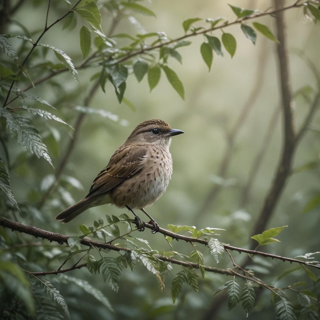 Bird Portrait in Misty Forest: Wildlife Photography