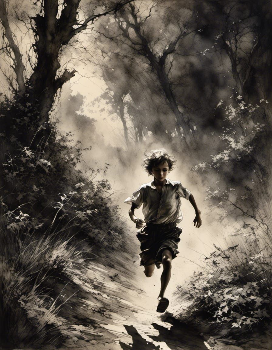 Baroque Engraving of a Naughty Boy on Quiet Island