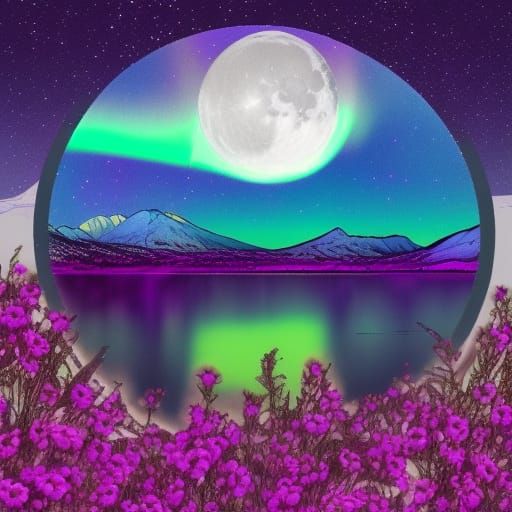 Cosmic Nightscape with Two Moons in Astral Style