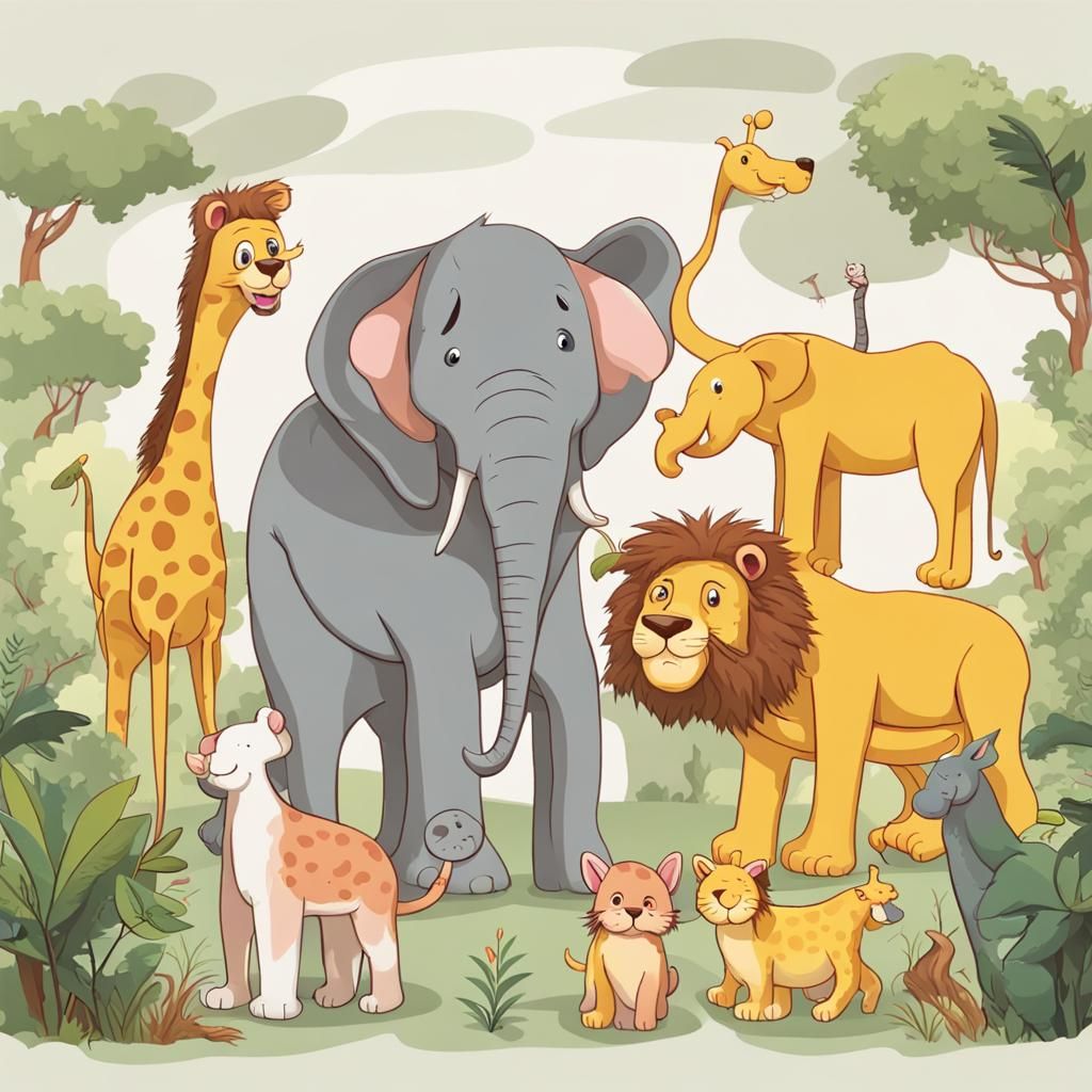 Playful Scene of Coexisting Animals