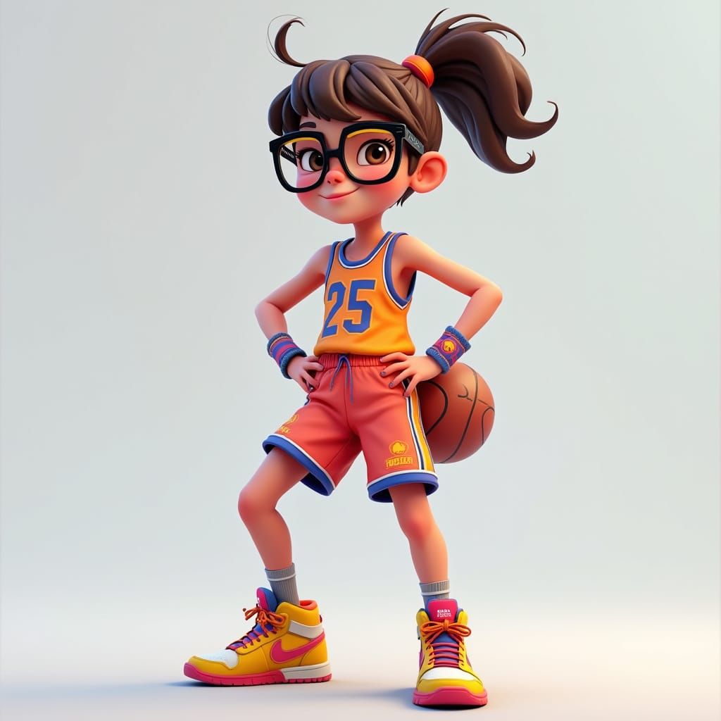 Girl Fortnite Basketball Skin in Digital Art Style