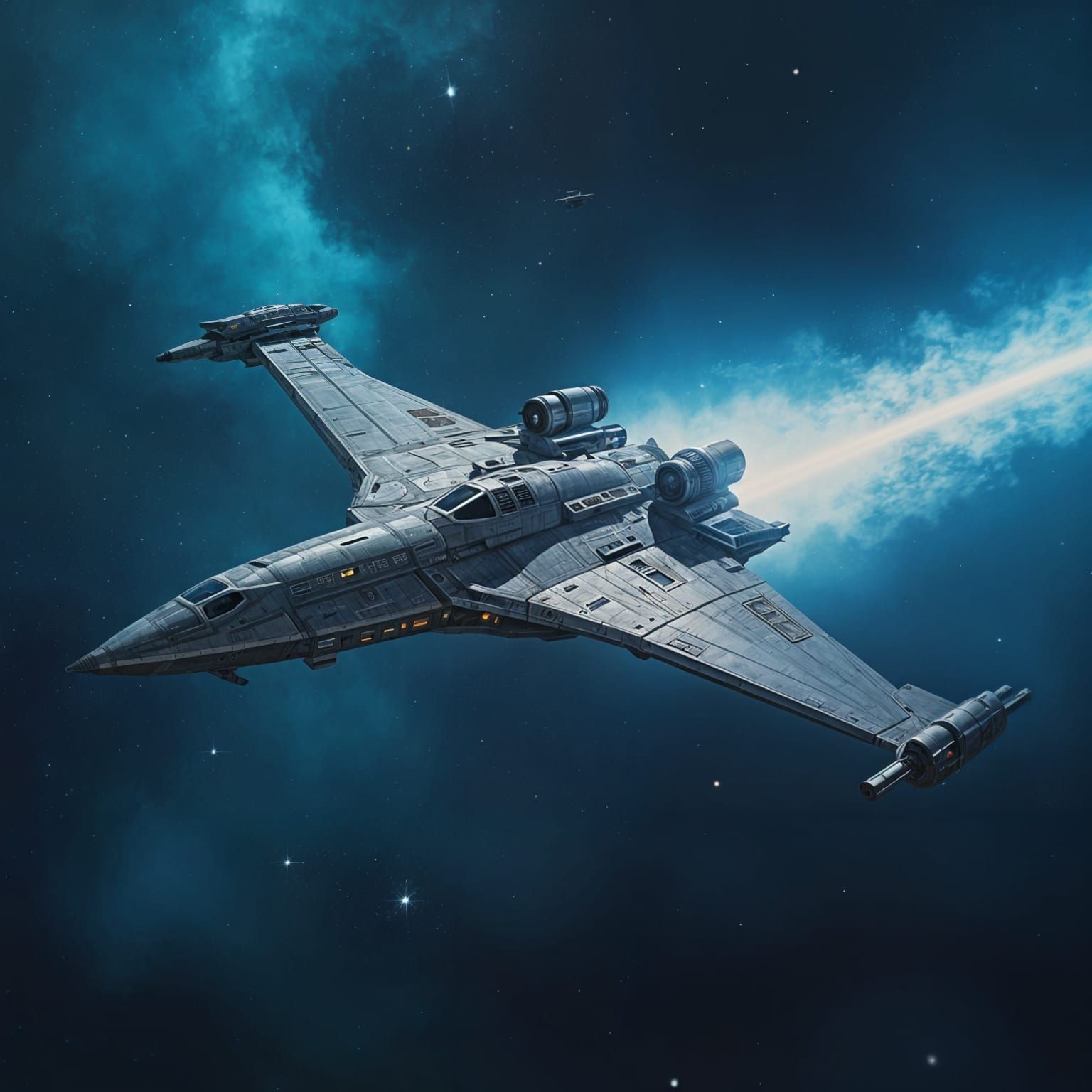 Futuristic Spaceship Navigating the Cosmos