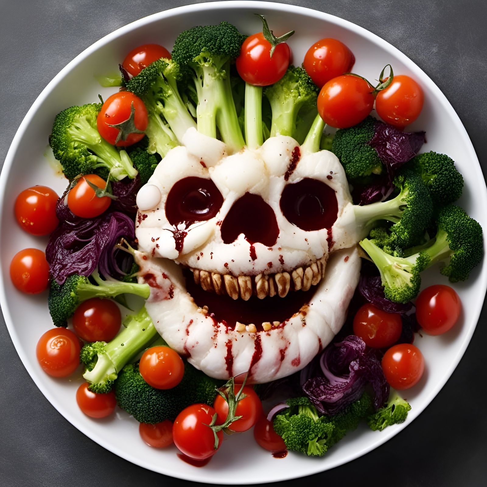 Macabre Halloween Salad with Human Body Parts
