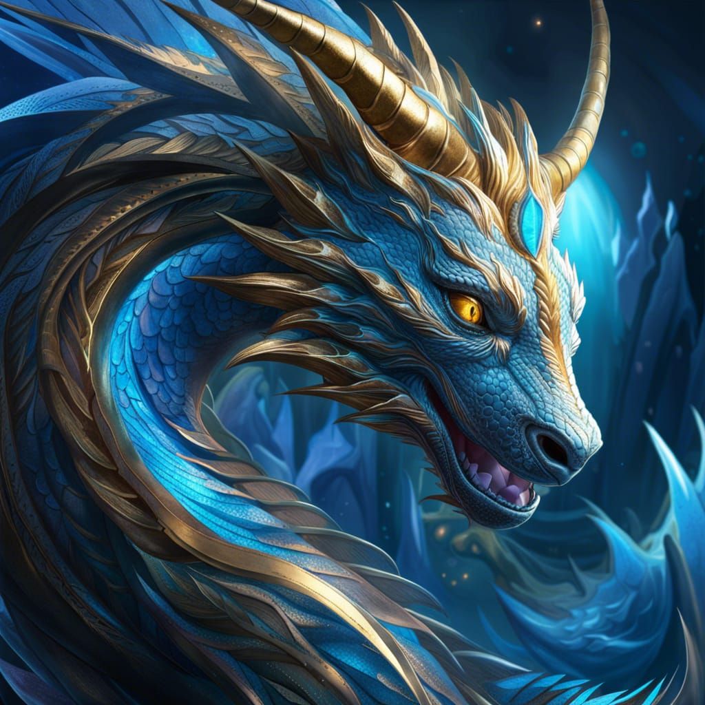 Icy Dragon: Hyperdetailed Fantasy Portrait