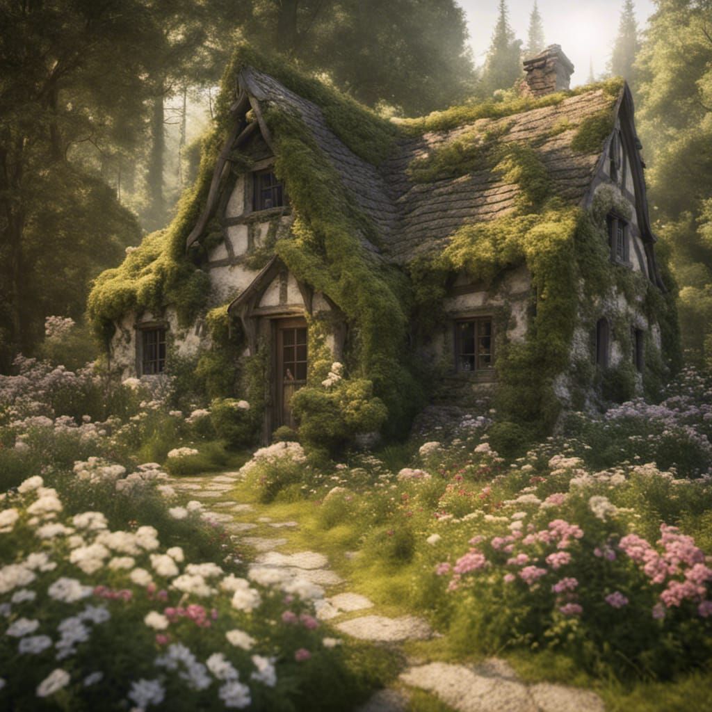 Sunlit Medieval Cottage in the Woods