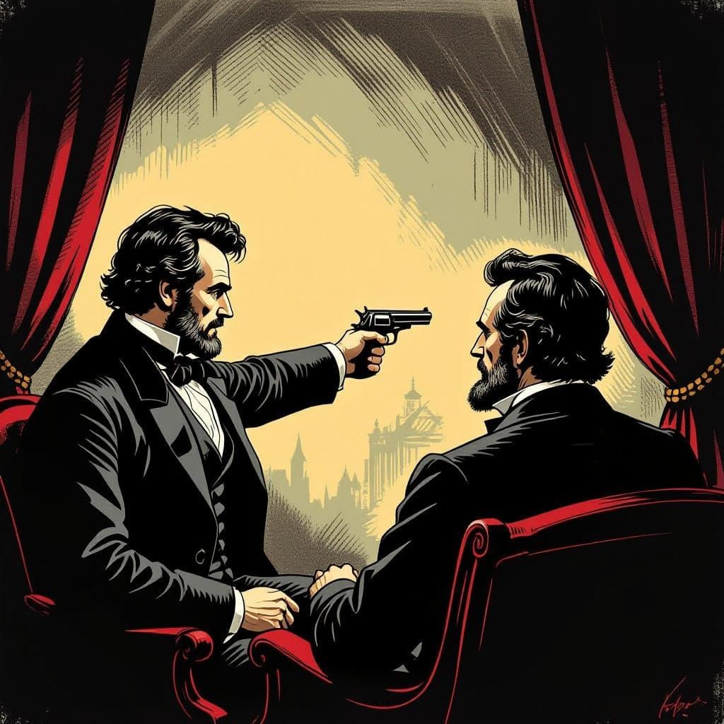 Booth Aims Pistol at Lincoln in Ford's Theatre