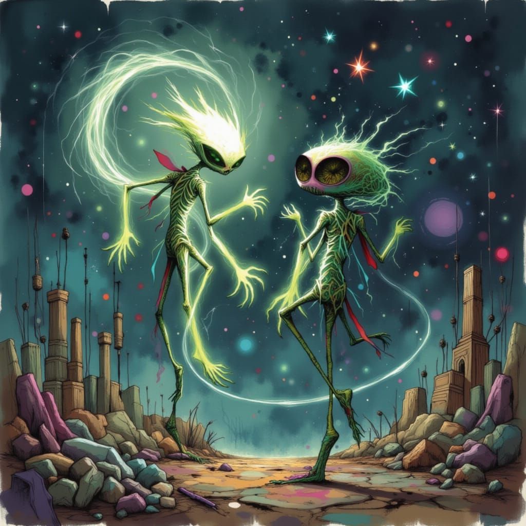 Dancing Alien <lora:DANCING ALIENS:1.0> <lora:Outer Planar:1...