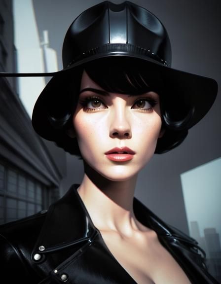 Hyperdetailed Portrait in Art Deco Noirpunk Style