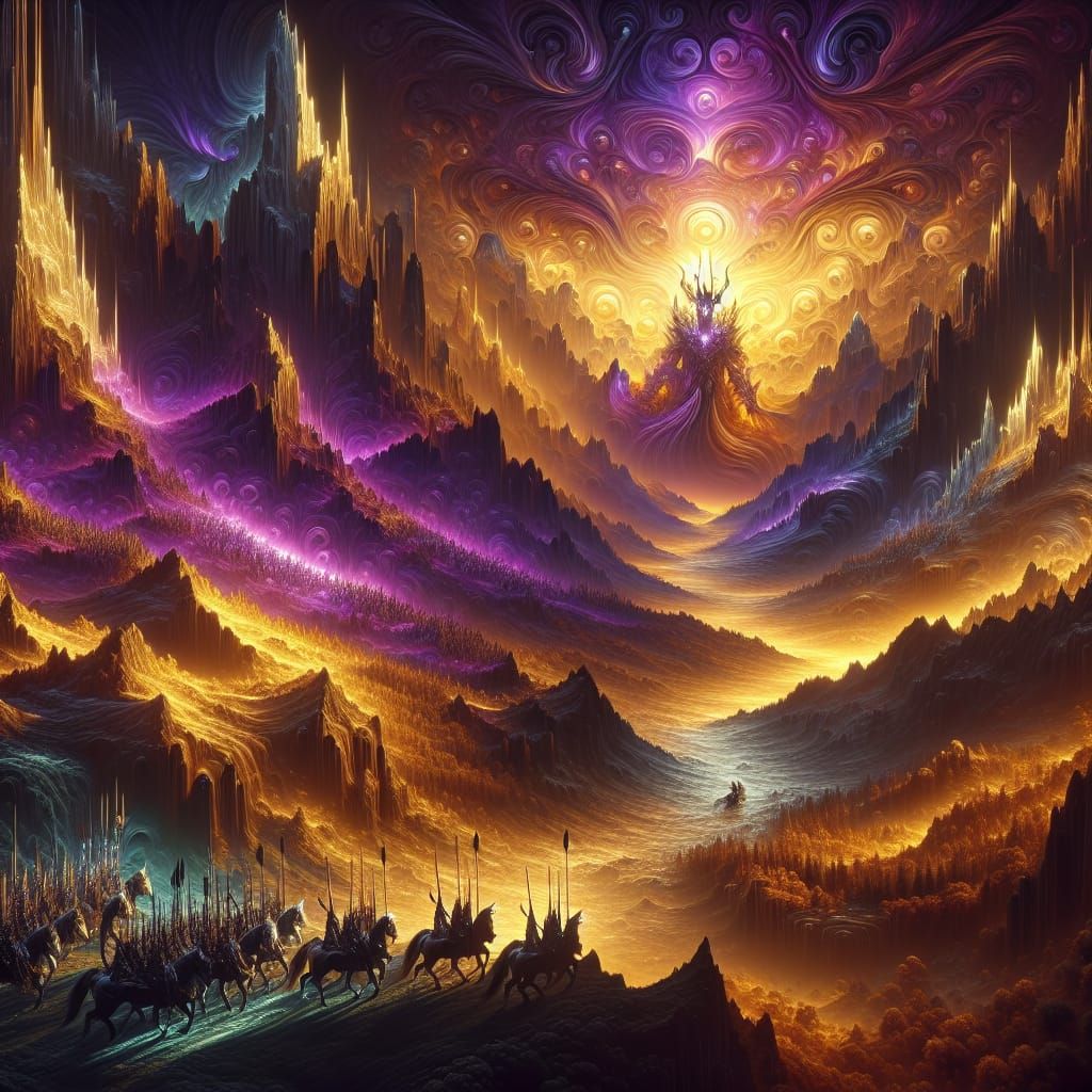 Majestic Dwarven Army in Dark Fantasy Landscape