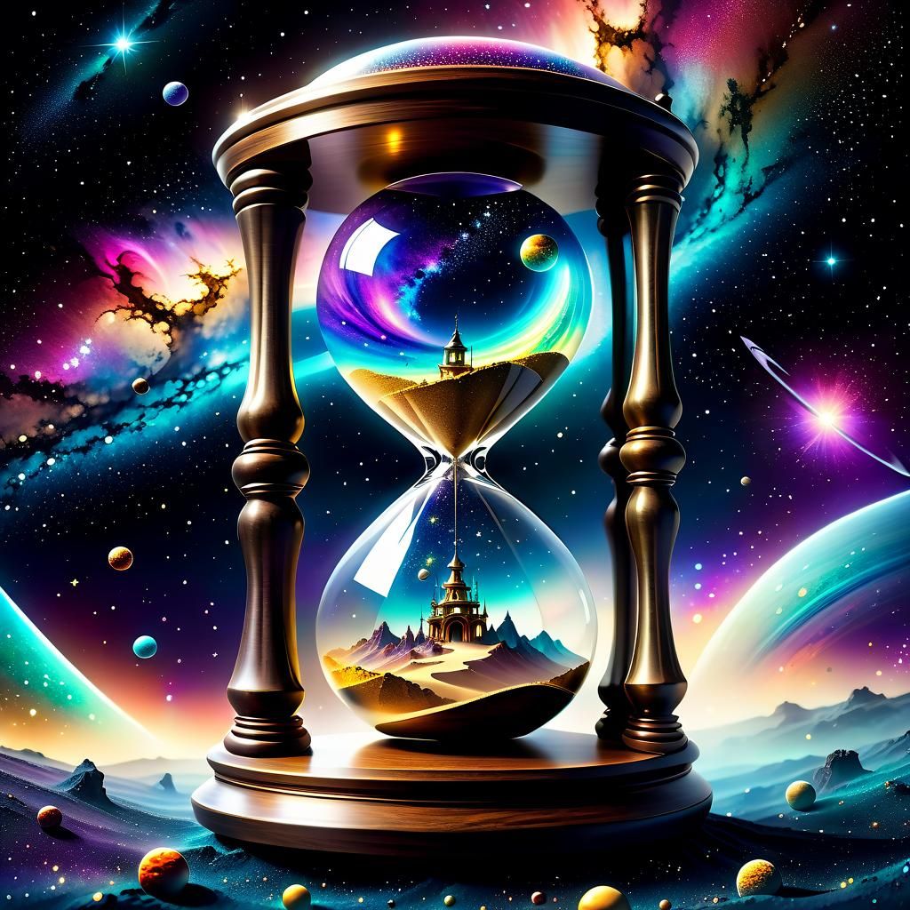 Whimsical Hourglass Filled with Iridescent Stardust