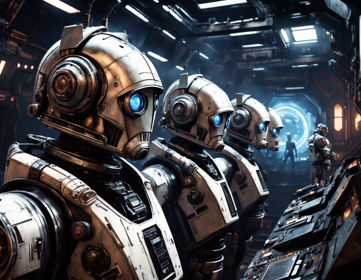 Cybermen Piloting a Clunky Spacecraft in a Gritty Sci-Fi Lan...