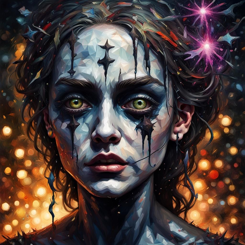 Grotesque Gothic Undead Woman in Impressionist Style