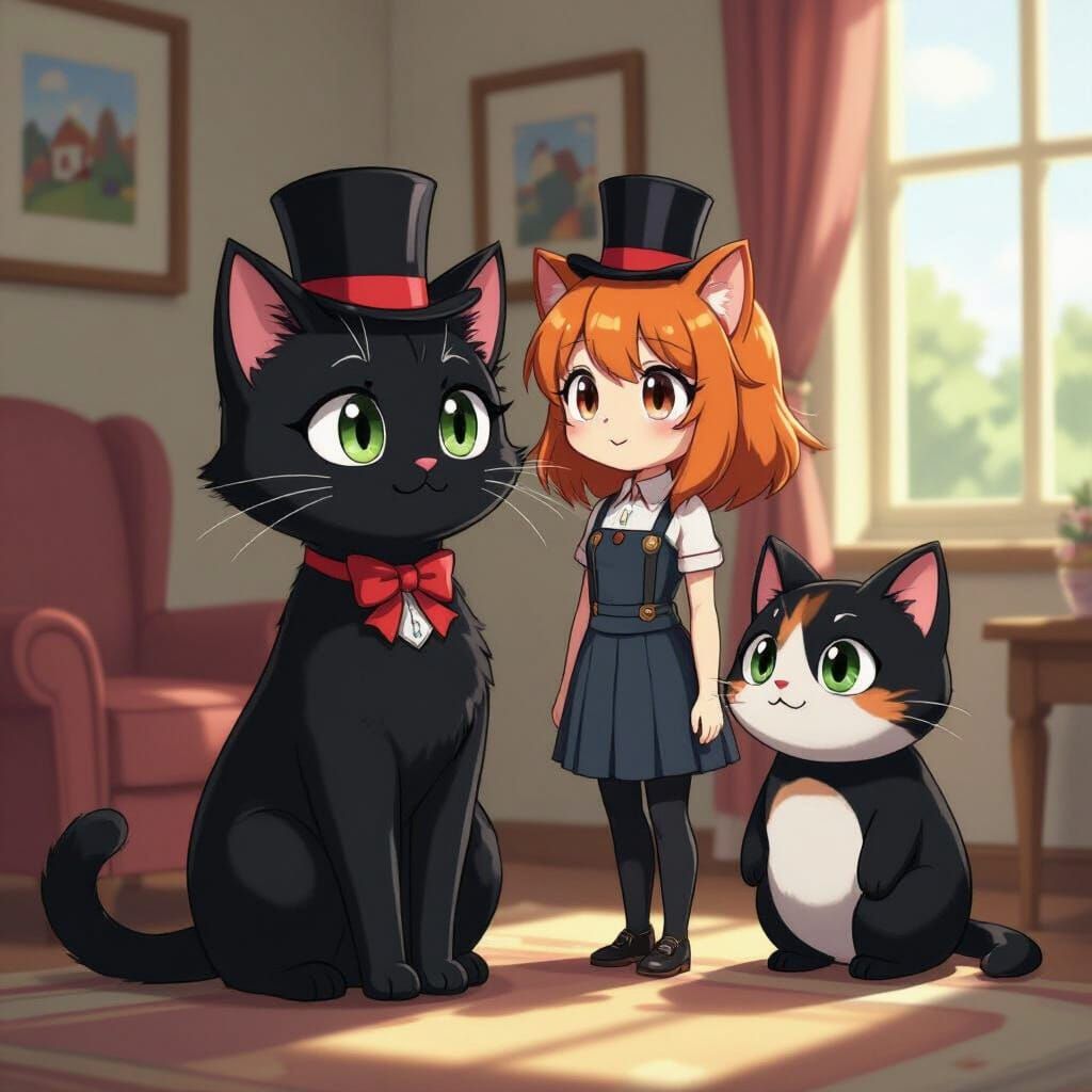 Cat-Human Hybrid with Spamton in Anime Style