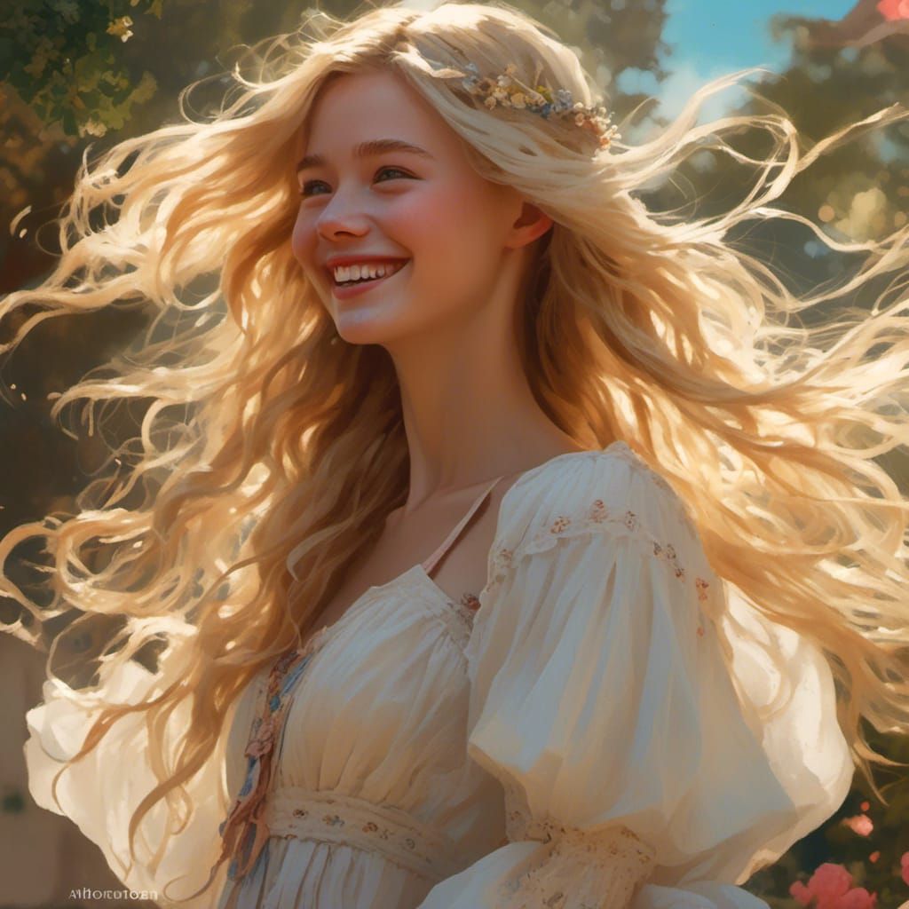 Smiling Woman in Provence Summer, Hyperdetailed Portrait