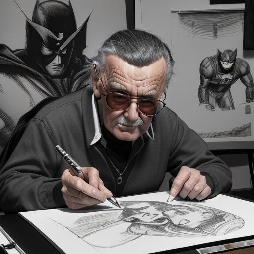 Stan Lee Sketching Superheroes in Hyperdetailed Charcoal