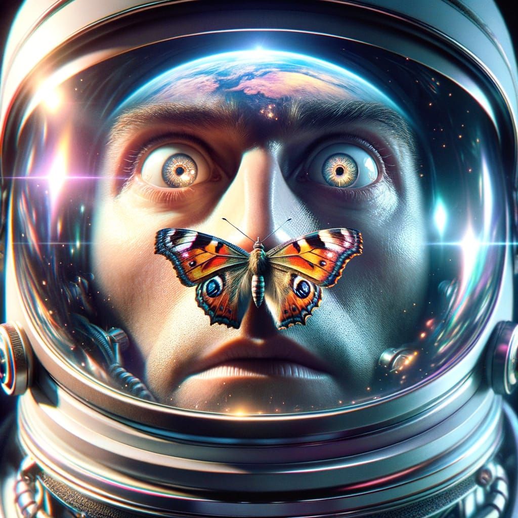 Astronaut's Close Encounter with an Iridescent Butterfly in ...