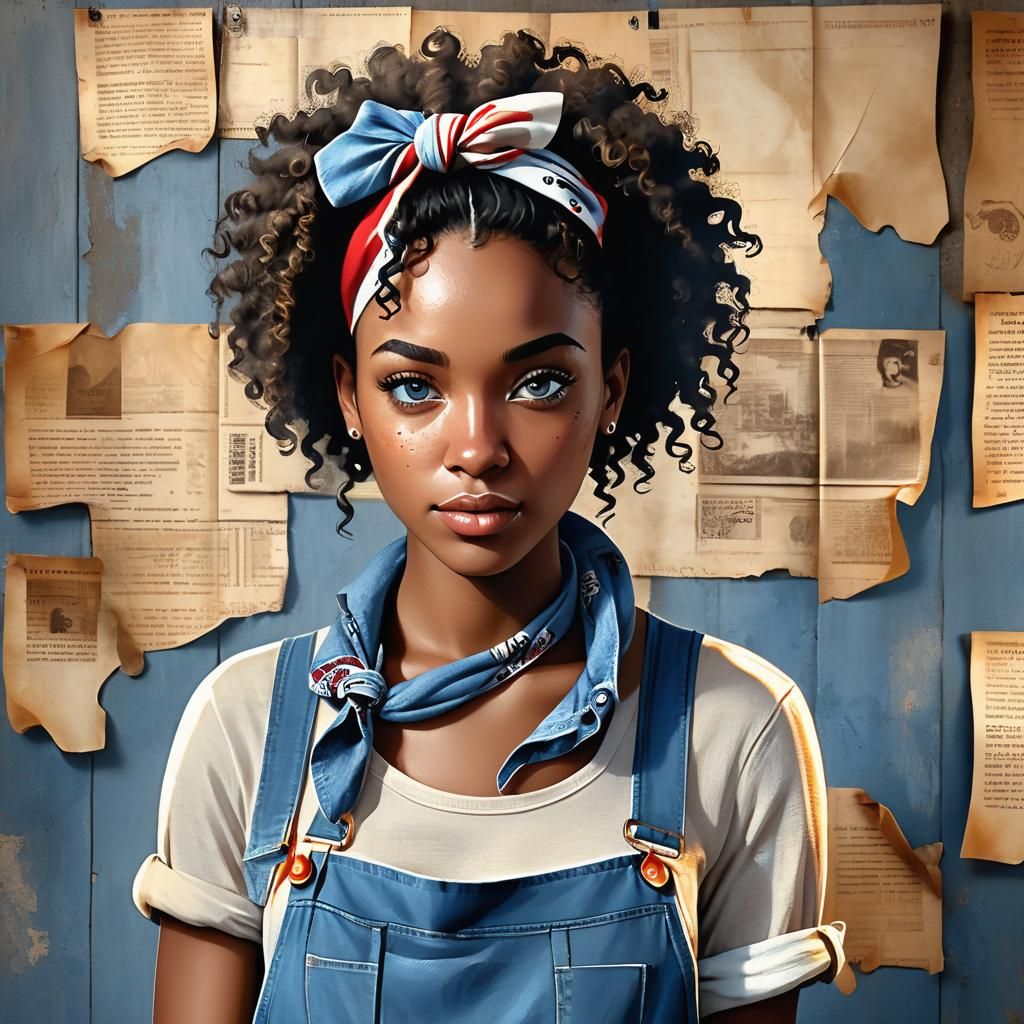 Beautiful Woman Posing in Front of Vintage Wall Art