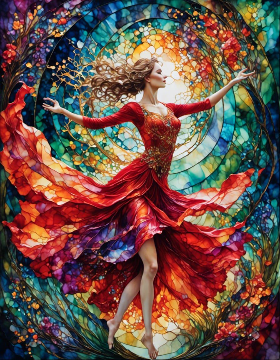 highland dancer wearing red dress