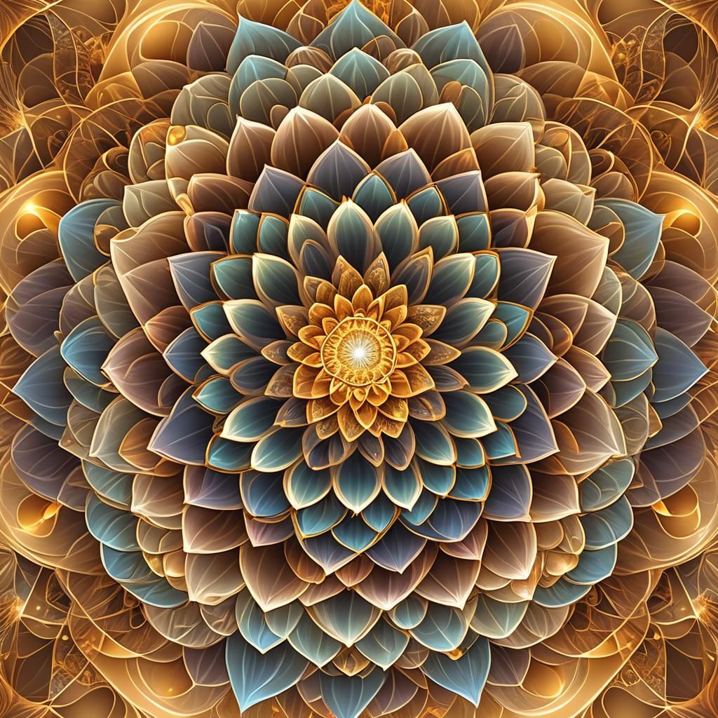 Blooming Fractal Lotus Flower in Abstract Art