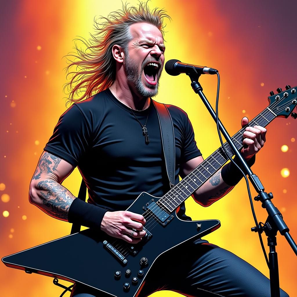 James Hetfield in Heavy Metal Comic Style