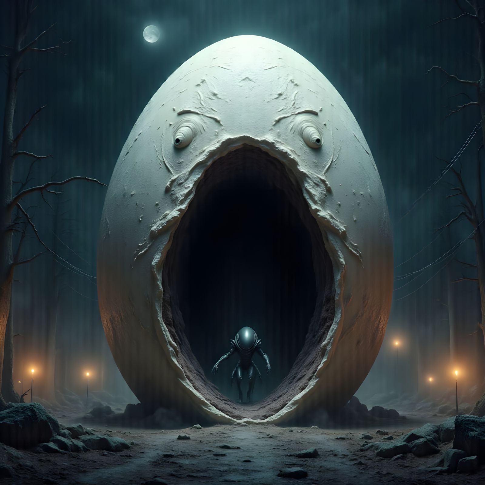 Xenomorph Emerges From Wormhole in Giant Egg
