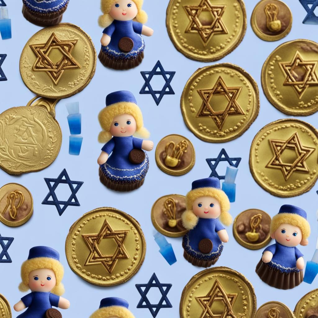 Hanukkah Celebration with Menorah and Dreidels