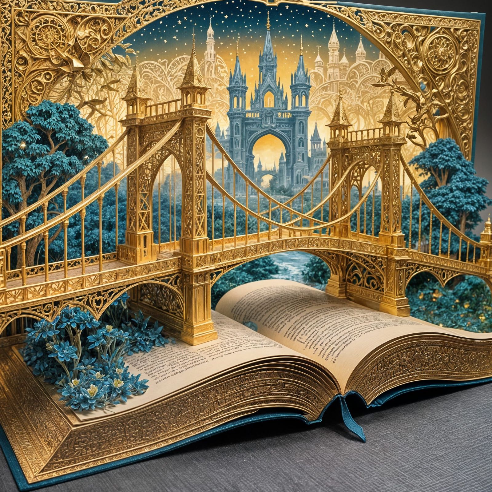 Golden Bridge Emerges From Open Book