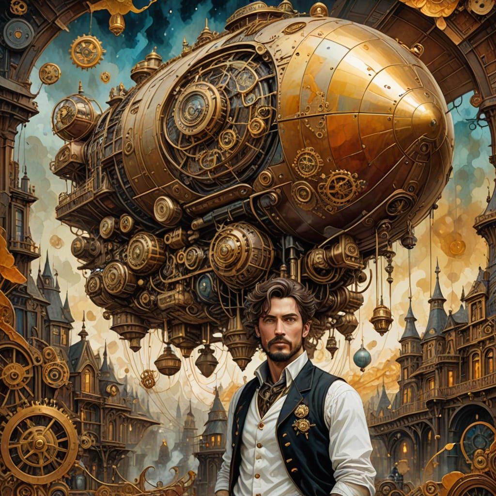 Steampunk Dreamscape in Intricate Collage