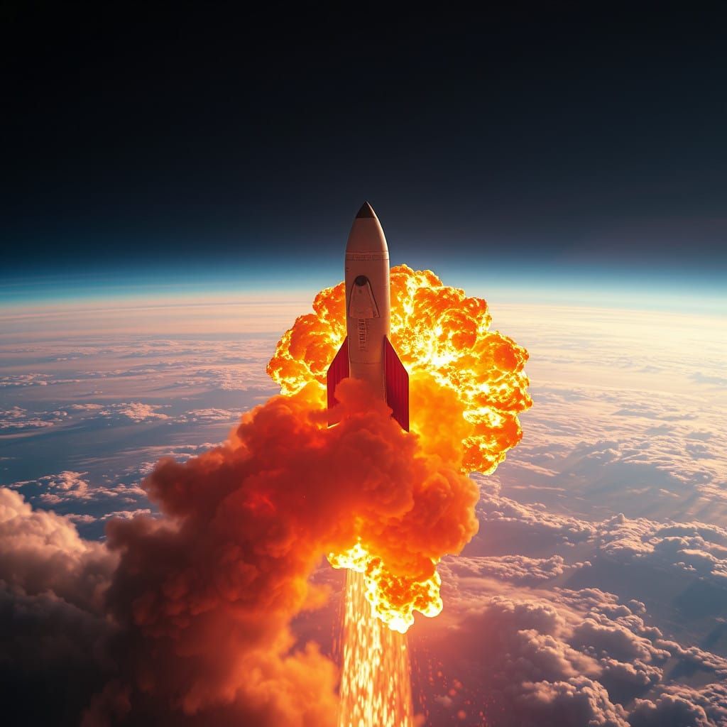 Majestic Rocket Blazes Through Earth's Atmosphere in Fiery S...