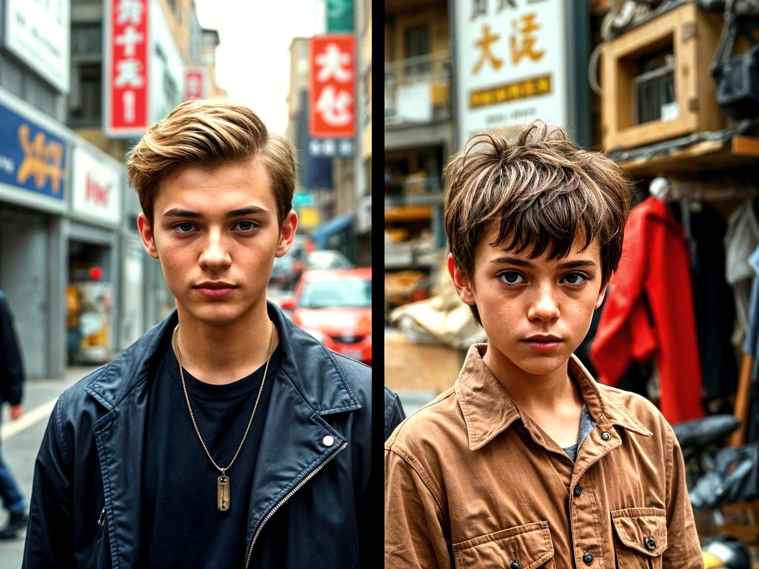 Contrasting Teen Personas in Split-Screen Portrait