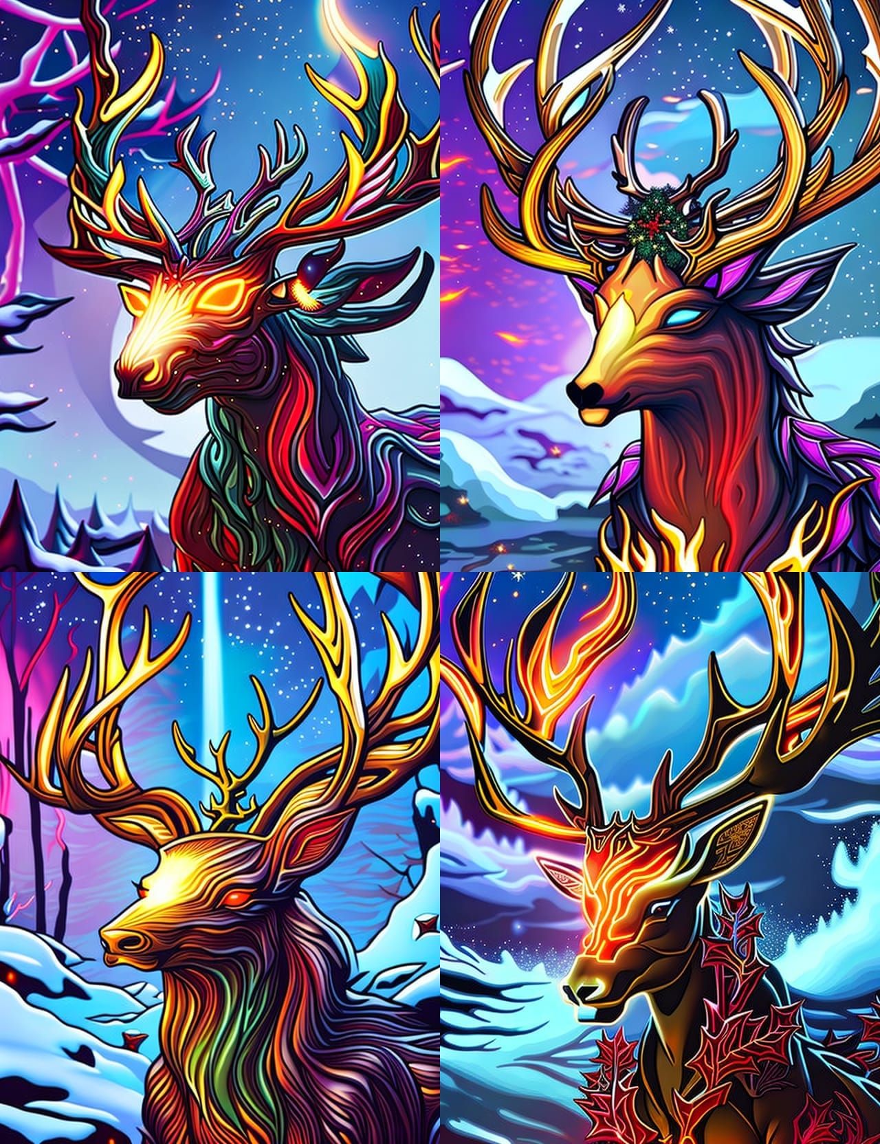 Christmas Deer Elemental in Digital Art Style
