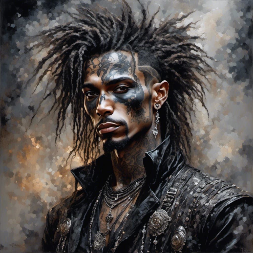 Scruffy Metalhead Man in Watercolor Style