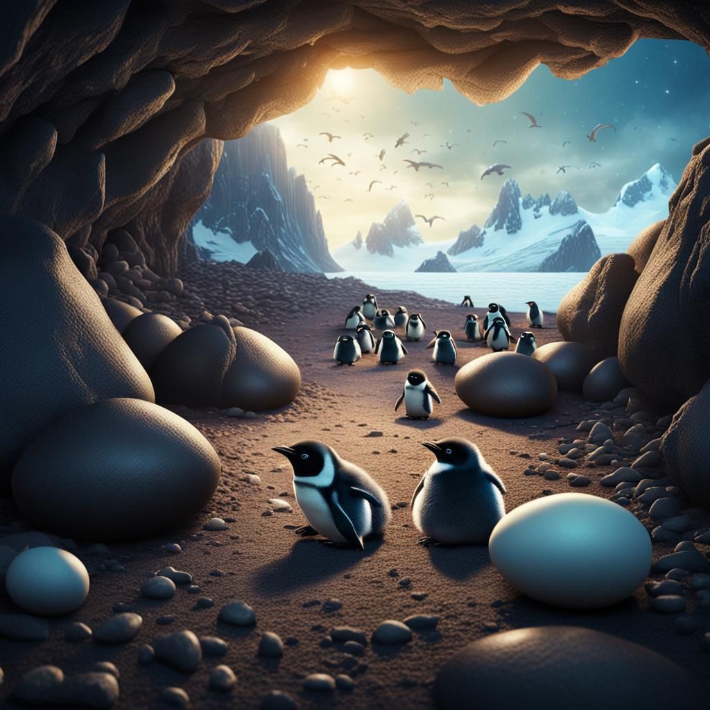 Baby Penguins Hatching in Antarctic Cave