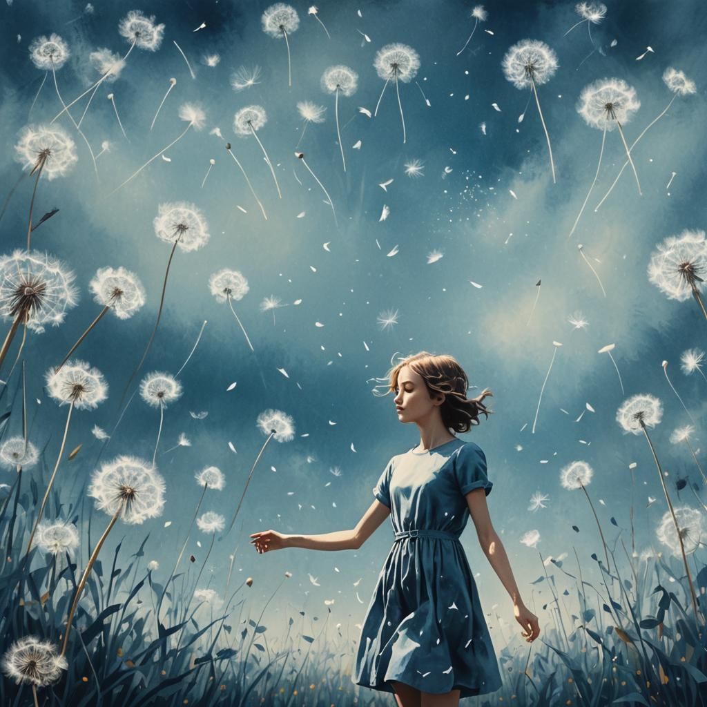 Dreamy Dandelion Field in Impressionistic Style