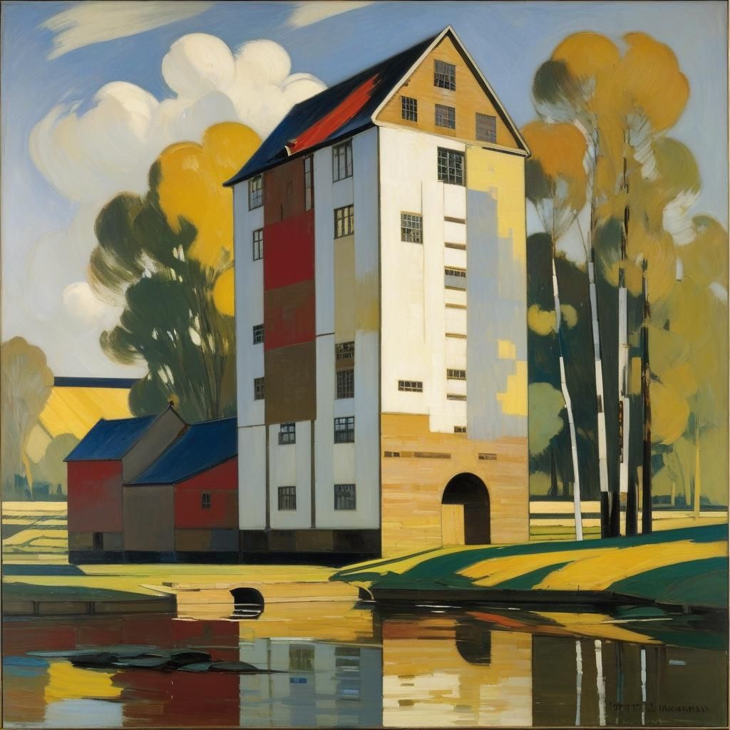 Mondrian Style Mill in Sunlight