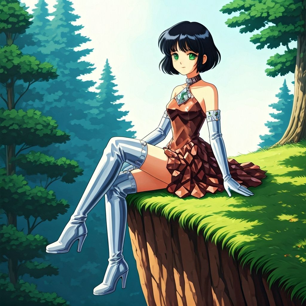Girl as Earth Elemental in Manga Style