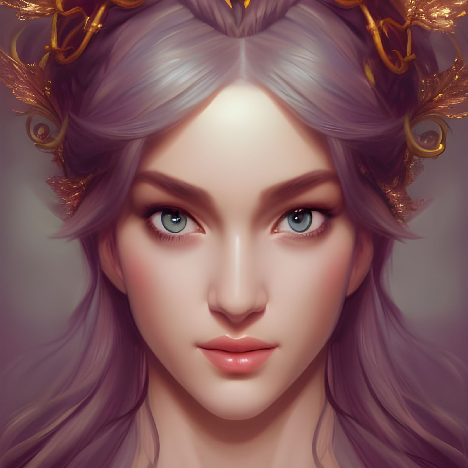 Green-Haired Christmas Queen Portrait in Hyperrealistic Styl...