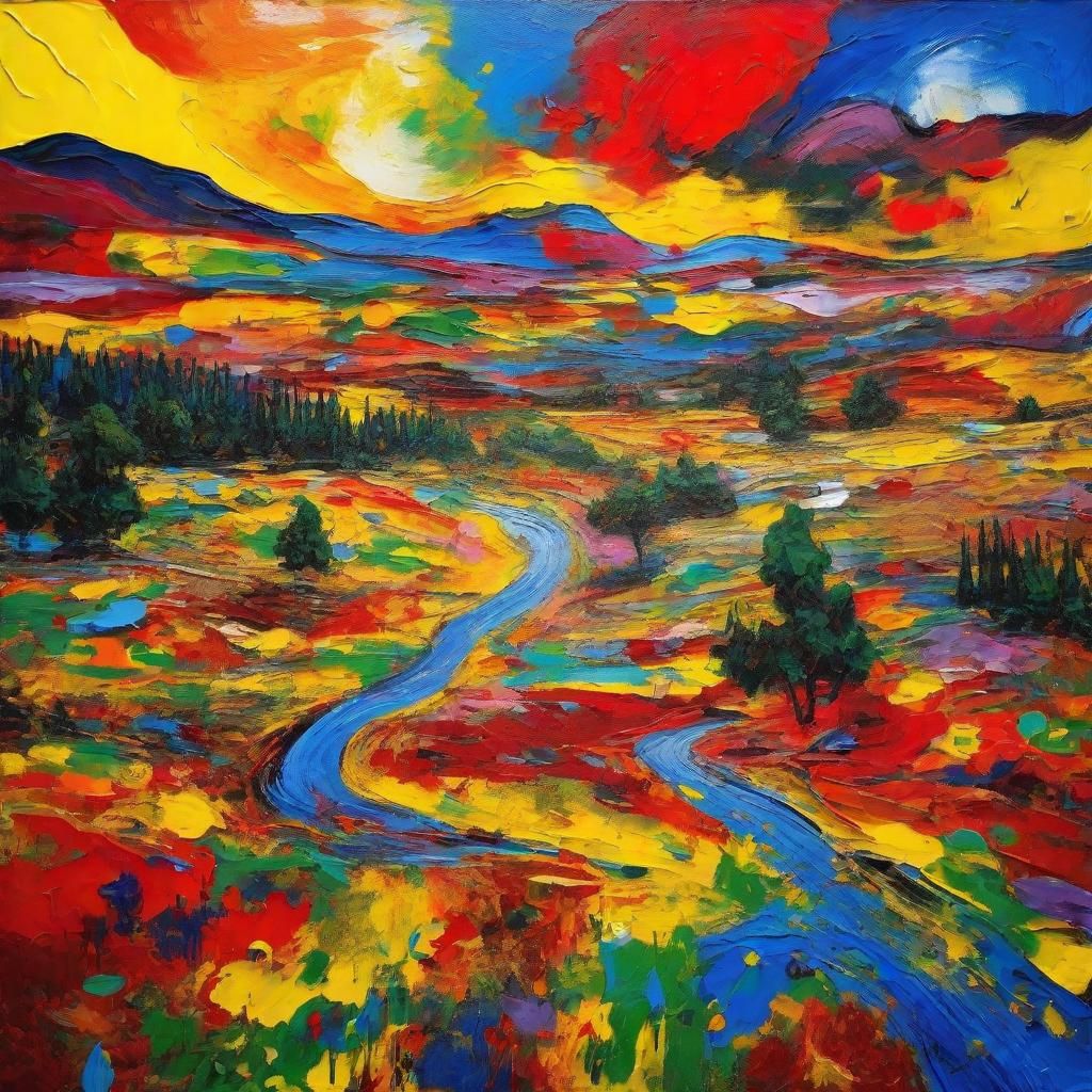 Colorful Abstract Landscape in Graffiti Art Style