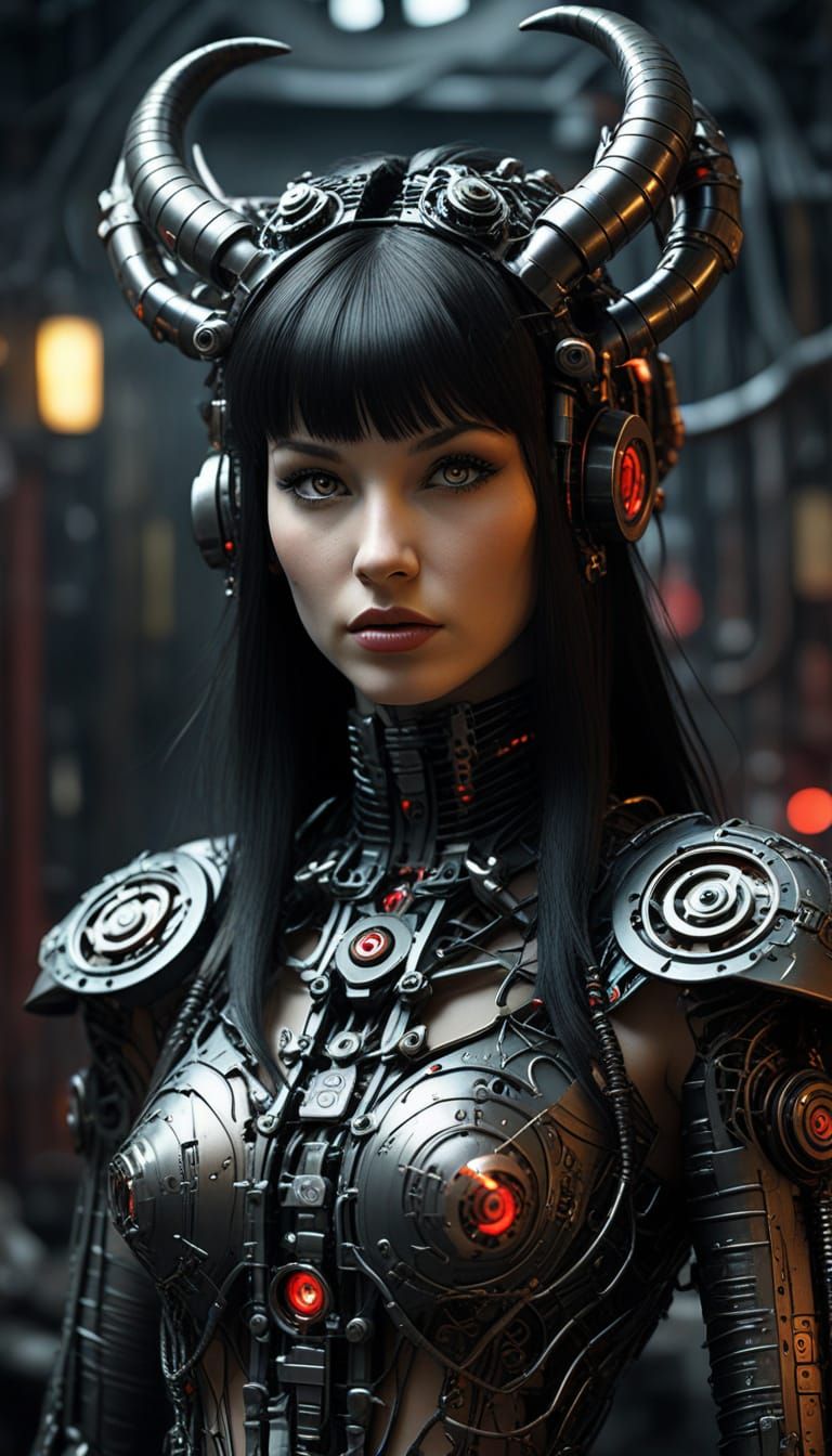 Gothic Cyberpunk Demon Goddess